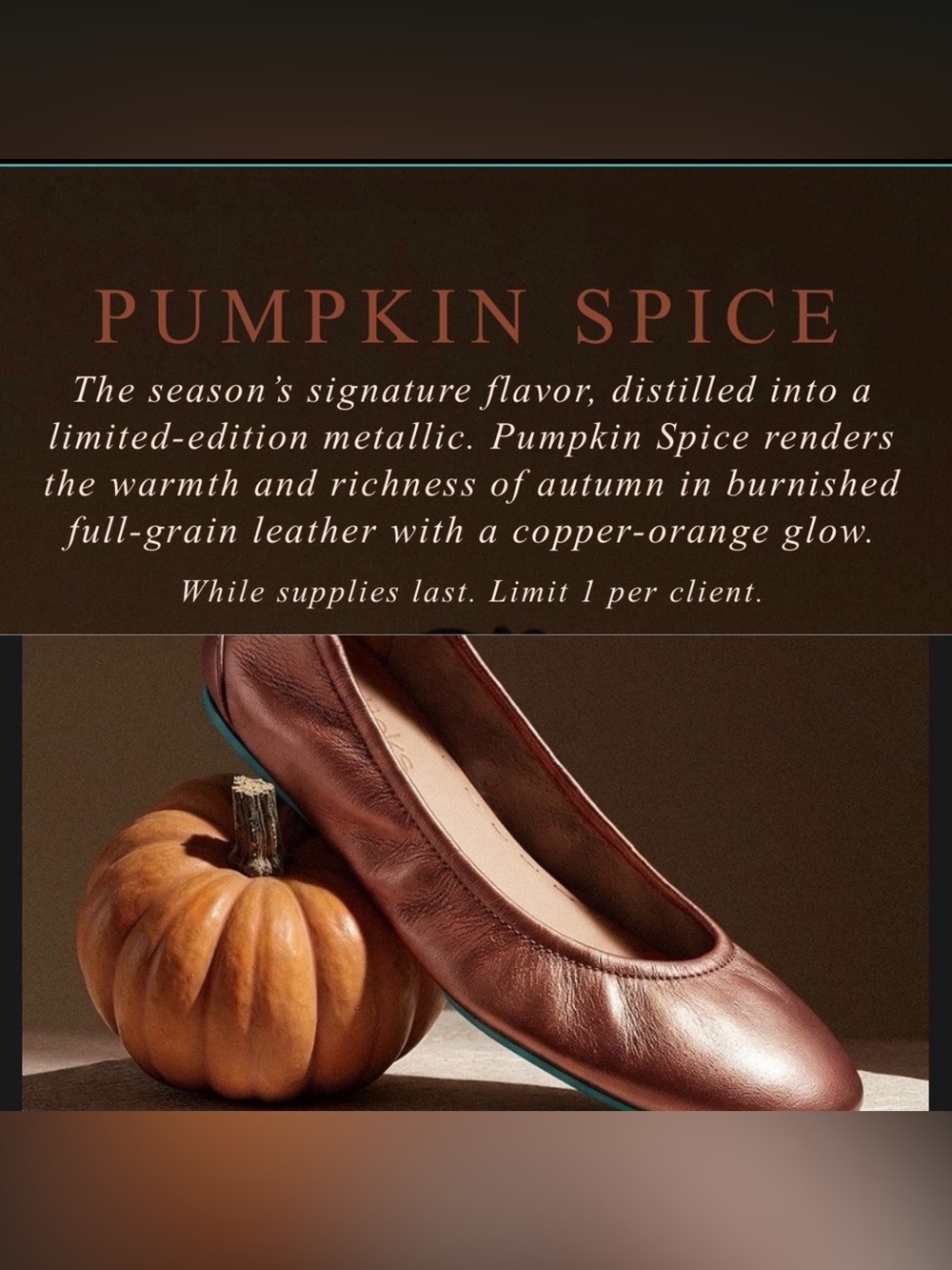 👀 NIB Tieks Pumpkin Spice Leather Ballet Flat 🎃 Limited Edition 🎃